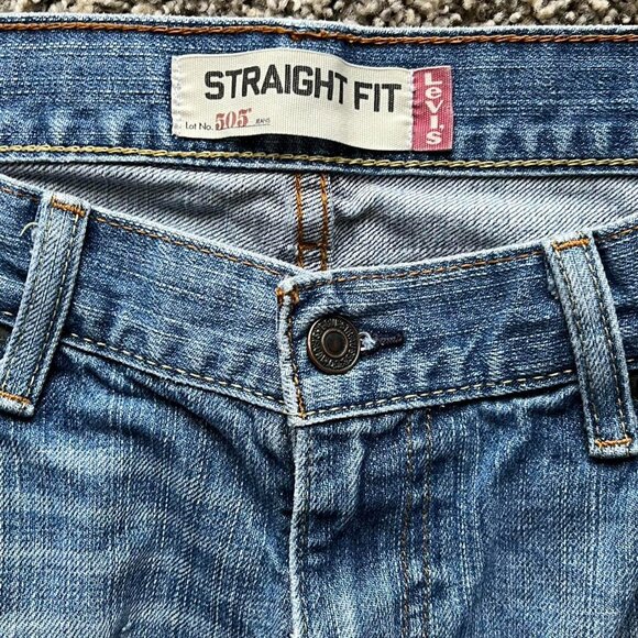 Levis 505 Straight Fit Denim Jeans Mens 34x32 100% Cotton Pants - Picture 2 of 8
